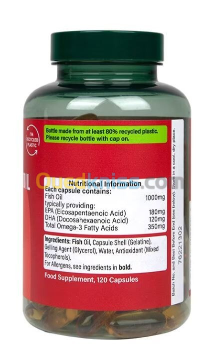 Holland & Barrett oméga 3 1000mg120 gélules Royaume-Uni أوميغا 3 1000مغ صنع المملكة المتحدة