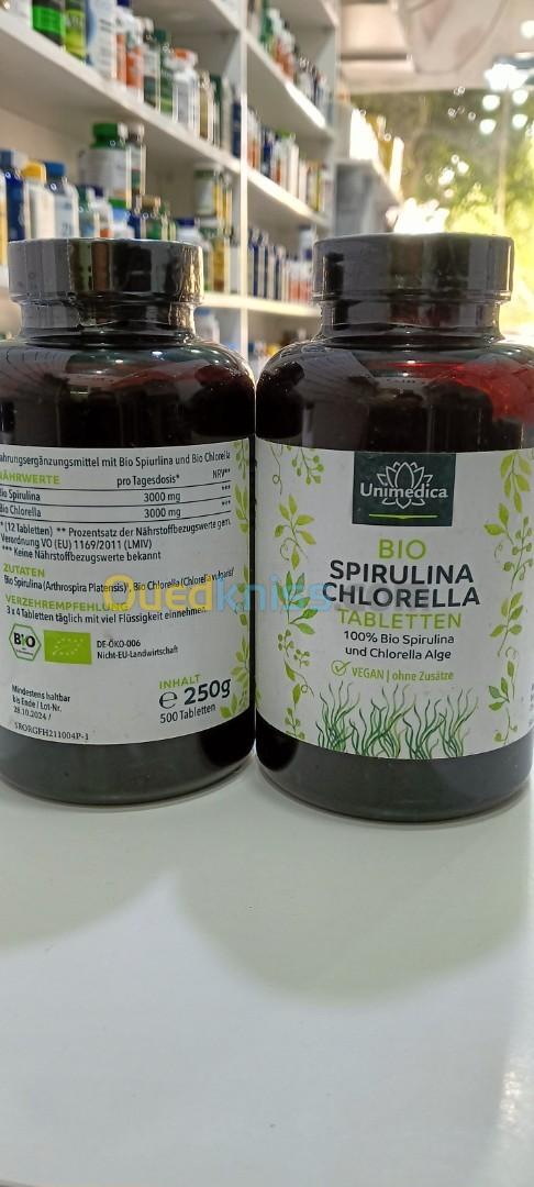 Unimedica Spiruline Bio et Chlorelle Bio 500 comprimés 
