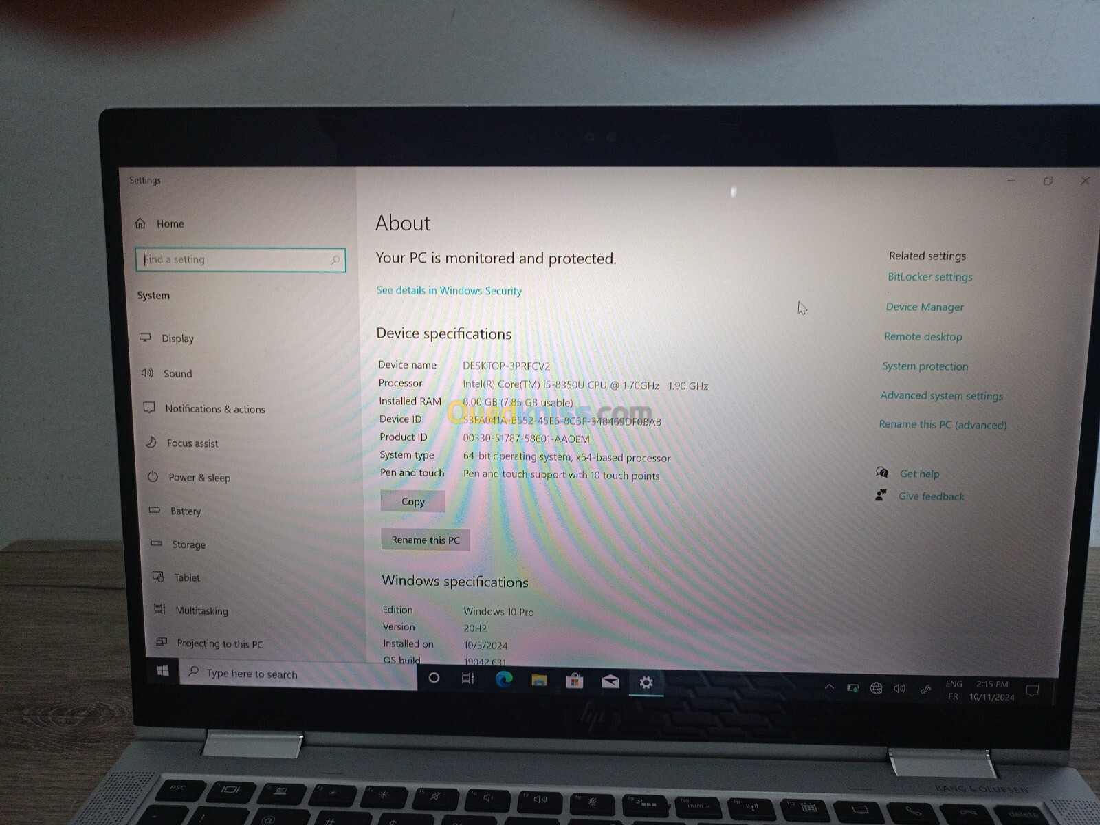 HP x360 i5 8eme 8 Ram 256 SSd