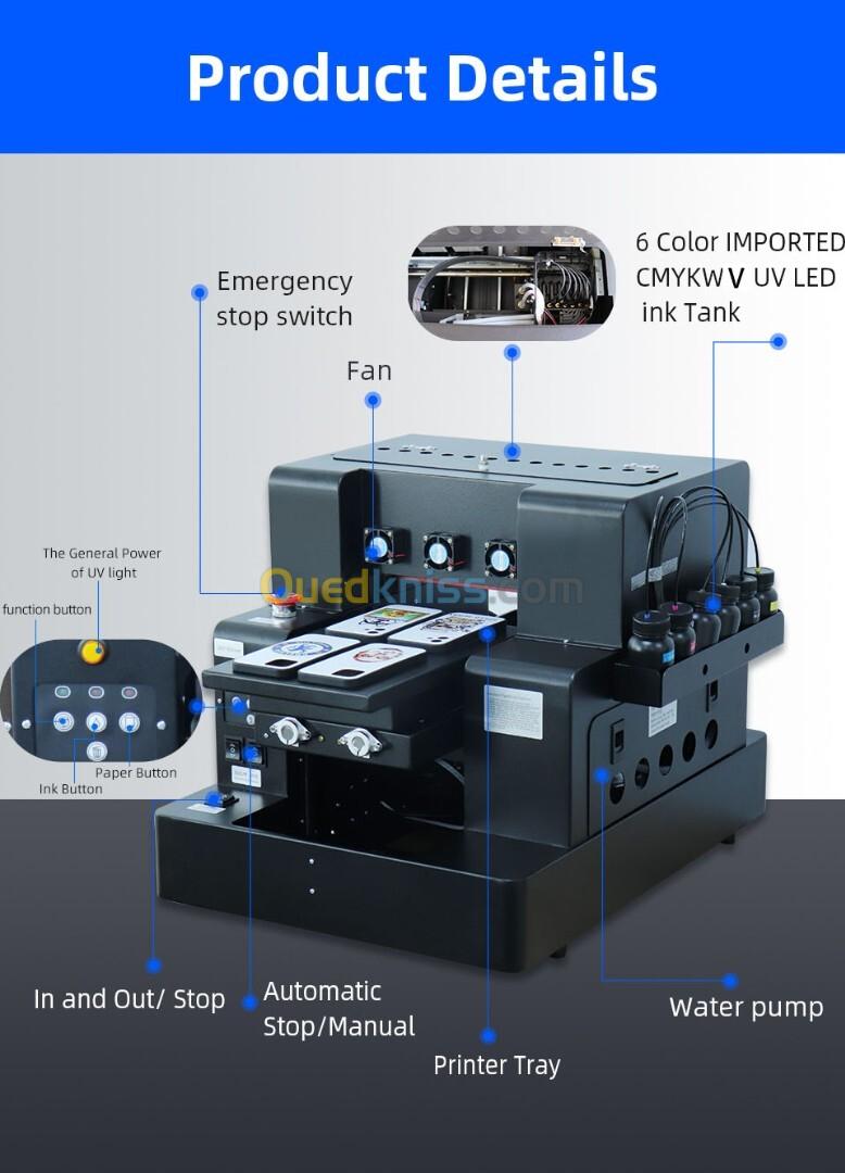 Imprimante UV DTF  A3+ ( 32*50 cm ) ULTRAVIOLET  à plat automatique