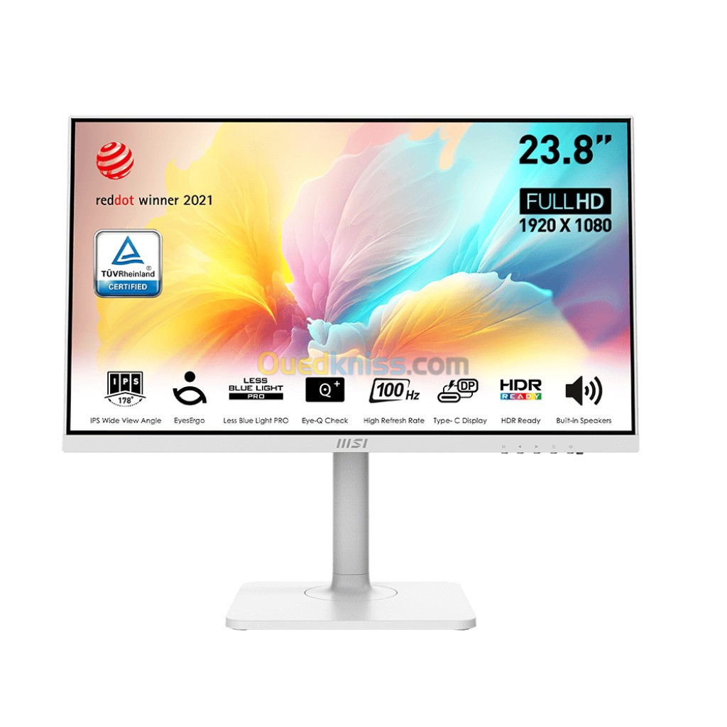 MONITEUR MSI 24 MODERN MD2412PW FULL HD IPS 100HZ USB TYPE C ADJUSTABLE WHITE 