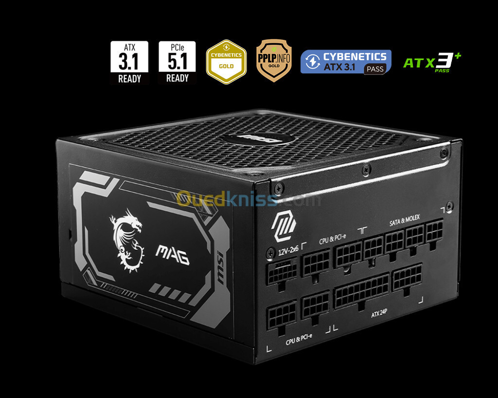 MSI MAG A1000GL PCIES 5 FULL MODULAIRE 1000W GOLD TVD 80 PLUS 