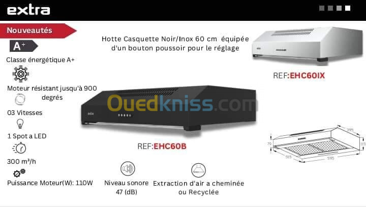 Hotte de cuisson la marque extra 60cm 90cm 