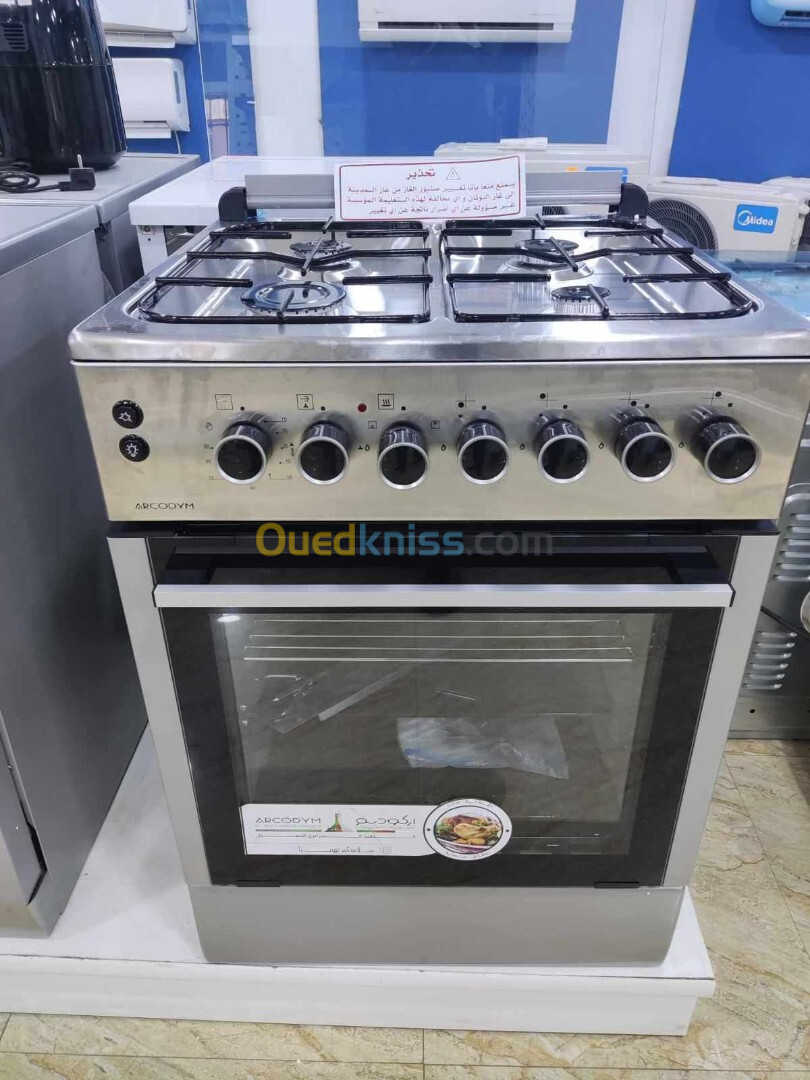 Cuisinière arcodym 4 feux inox ventilé 