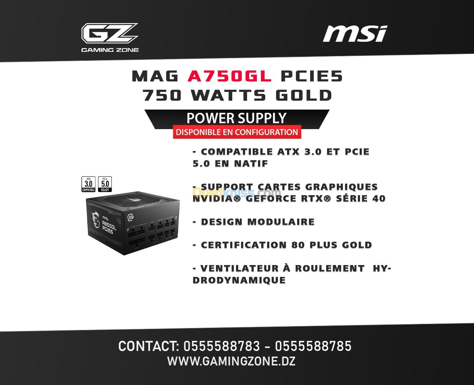  MSI MAG A750GL PCIE 5 & ATX 3.0 Gaming Power Supply