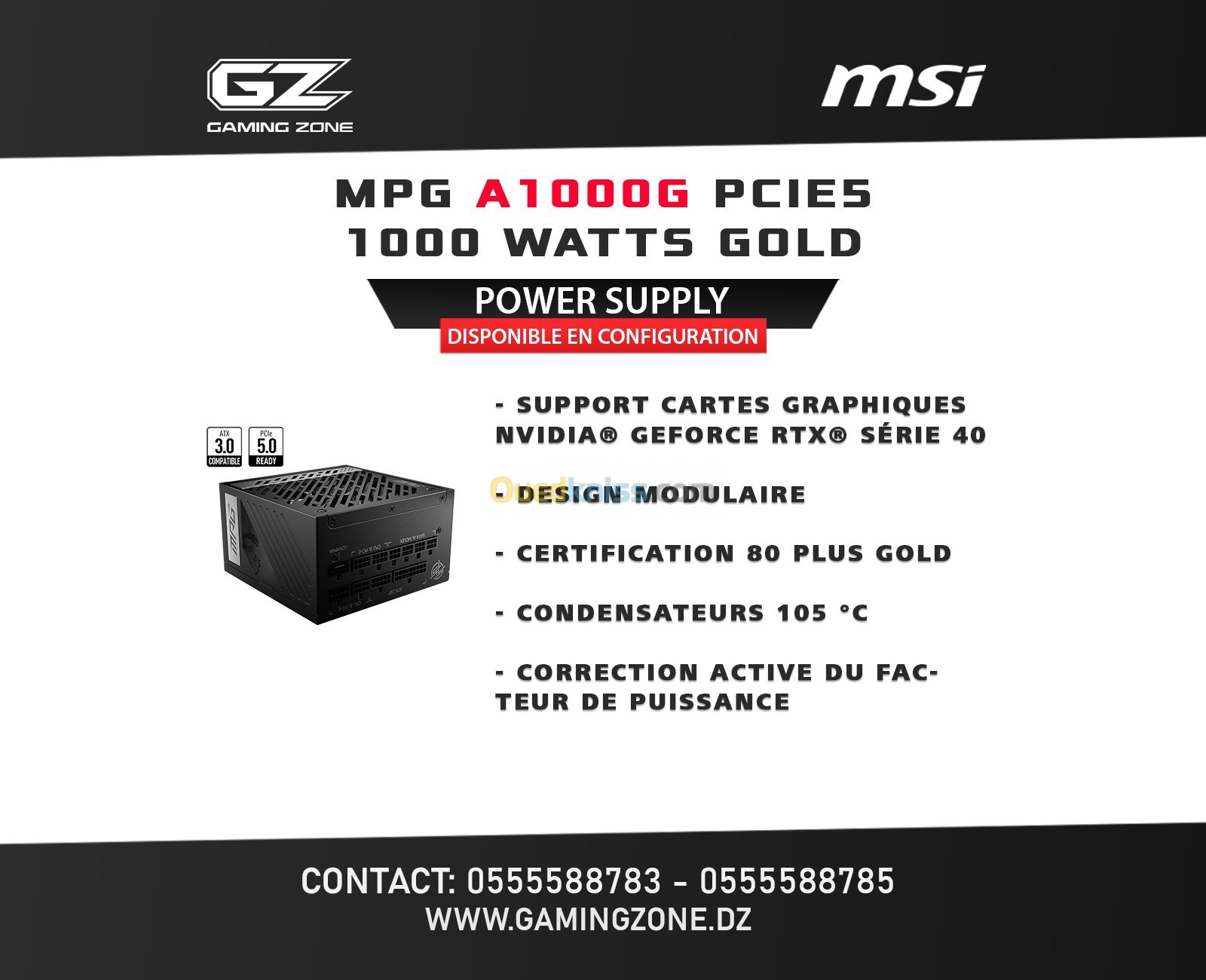 alimentation MSI MPG A850GF 850W