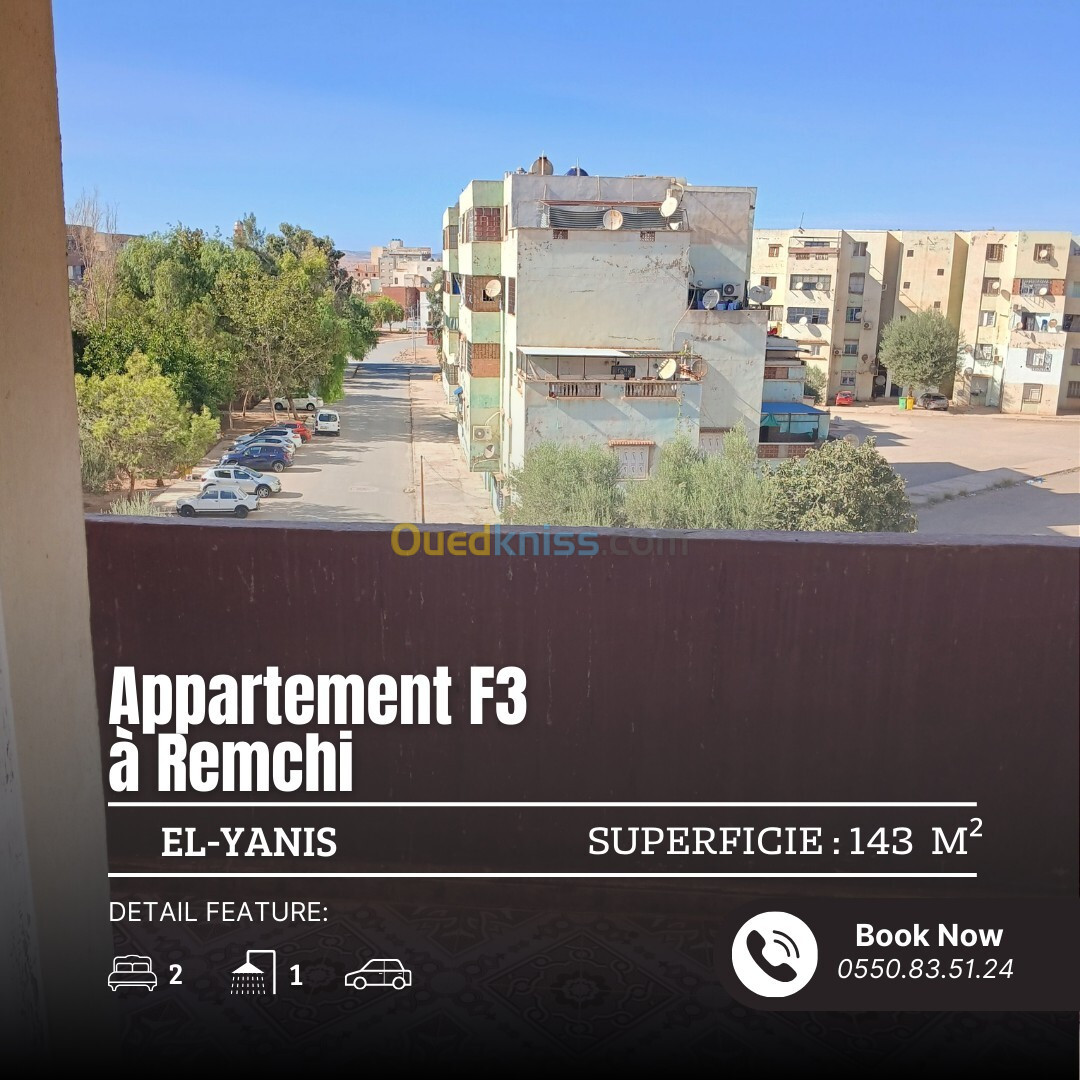 Vente Appartement F3 Tlemcen Remchi