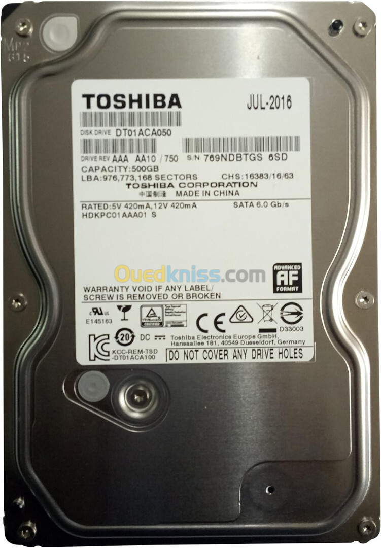 DISQUE DUR SATA 3.5 SEGATE/ TOSHIBA HDD 500 GB NEW 