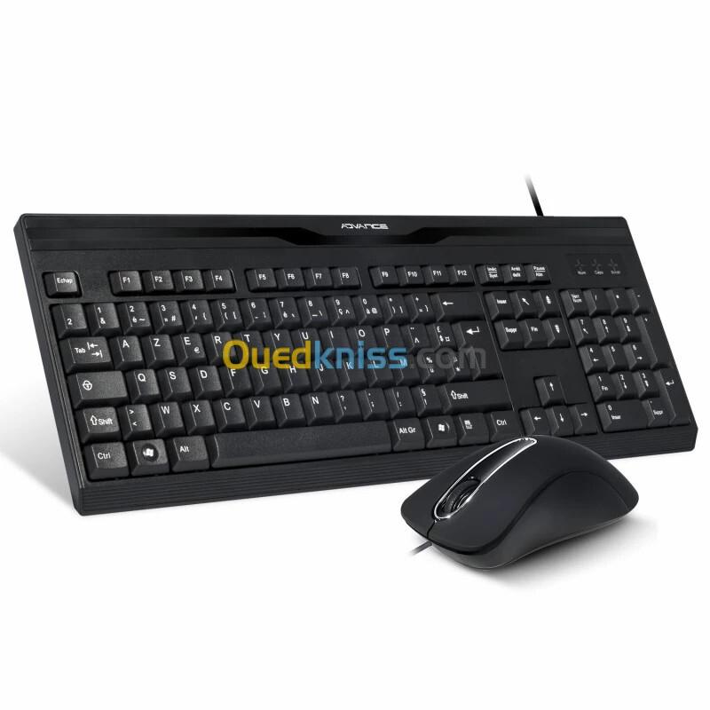 Pack Clavier (AZERTY Français) + Souris Optique Filaire CLS-197U Advance 