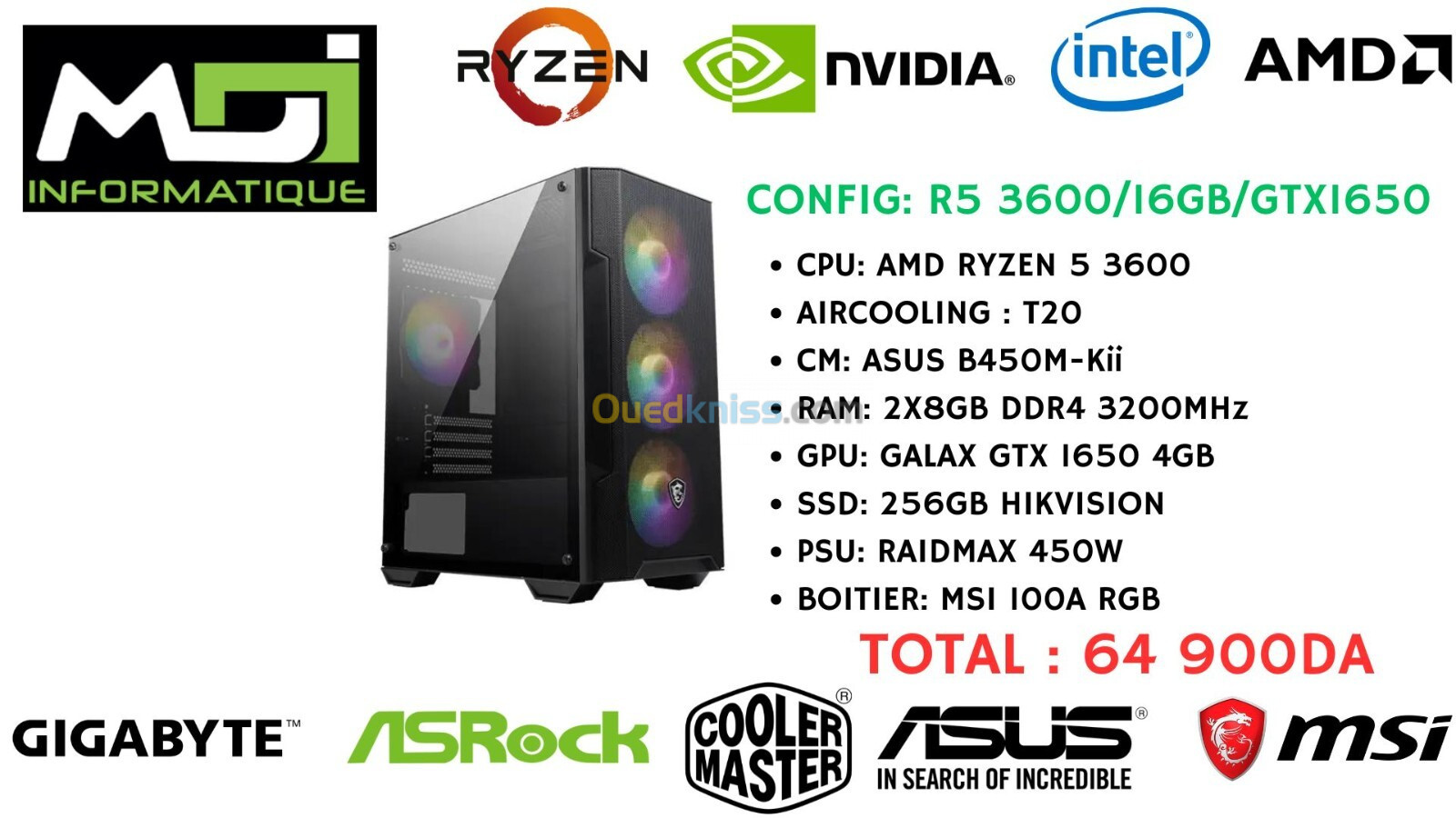 CONFIG GAMING : R5 3600/16GB/GTX1650