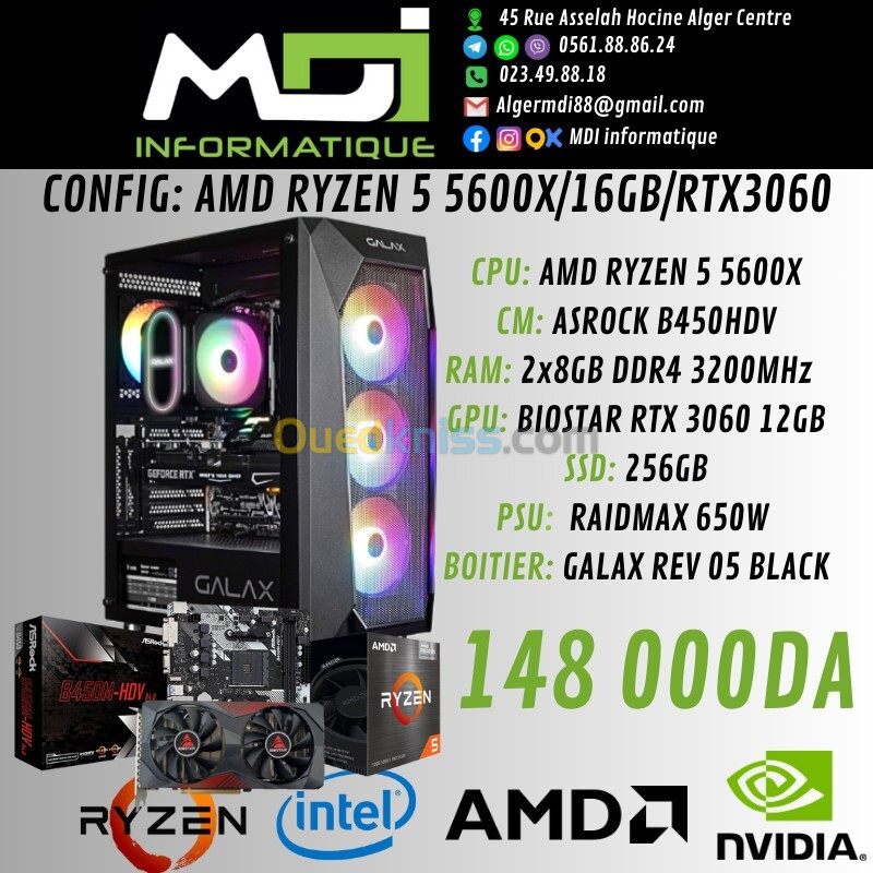 CONFIG GAMING : AMD RYZEN 5 5600X/16GB/RTX3060