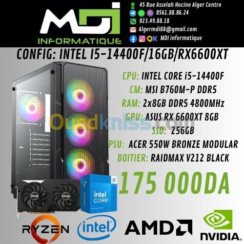 CONFIG GAMING : INTEL I5-14400F/16GB/RX6600XT