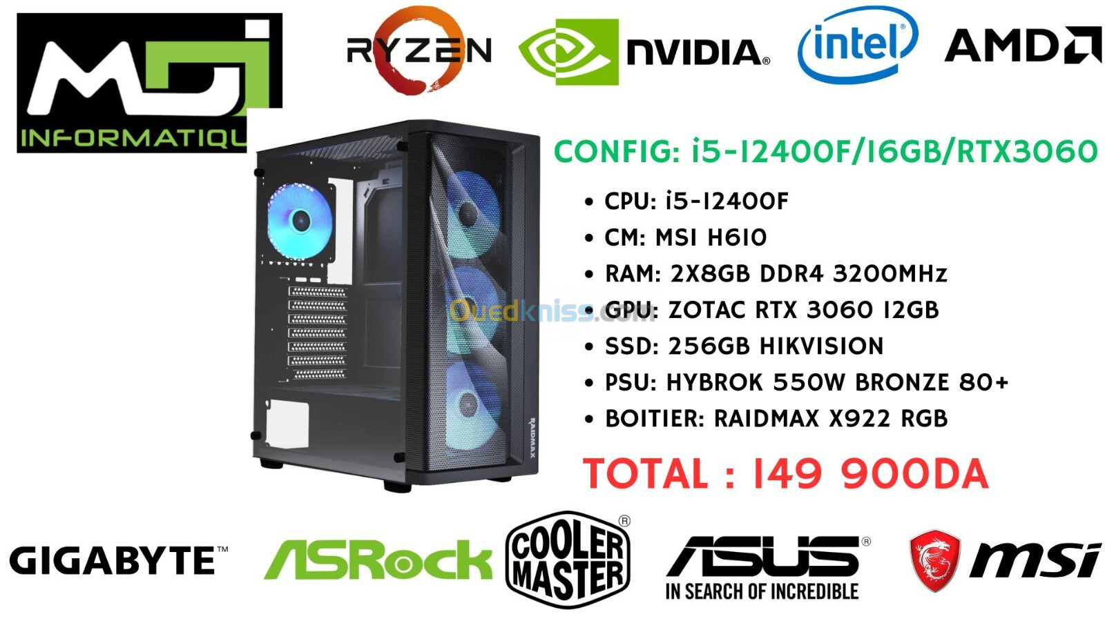 CONFIG GAMING : i5-12400F/16GB/256GB/RTX3060 12GB