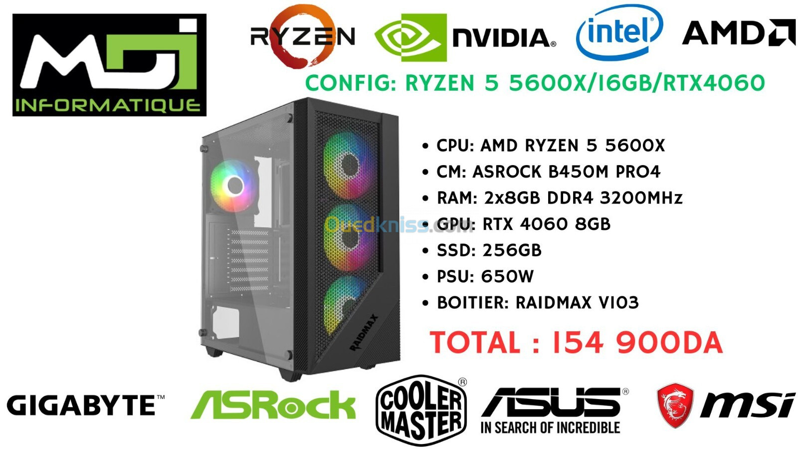 CONFIG GAMING : RYZEN 5 5600X/16GB/RTX4060