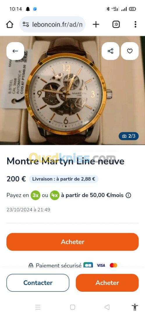 Une belle montre Martyn line marque italienne 