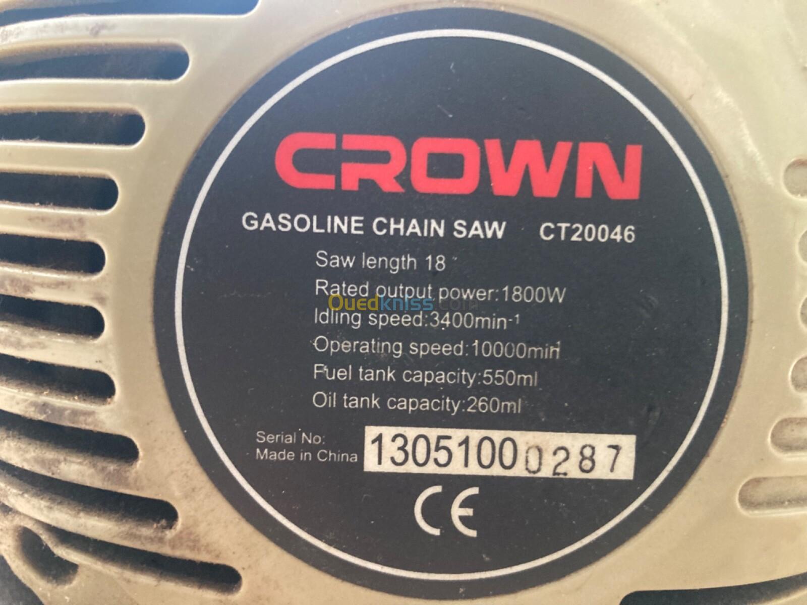 SCie à chaine  (منشار للأشجار)CROWN GASOLINE CT20046 Ymchi intact 