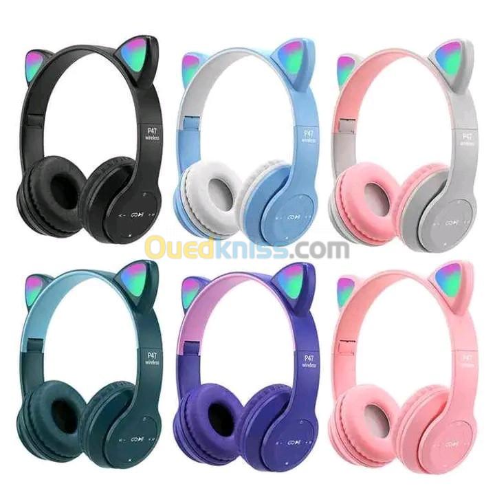 Casque Bluetooth sans fil avec oreilles de ch