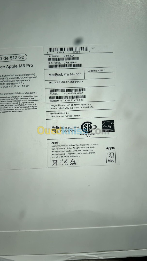 MacBook M3 pro 2024 14 pouce 18/512 prix l'affaire l'affaire 