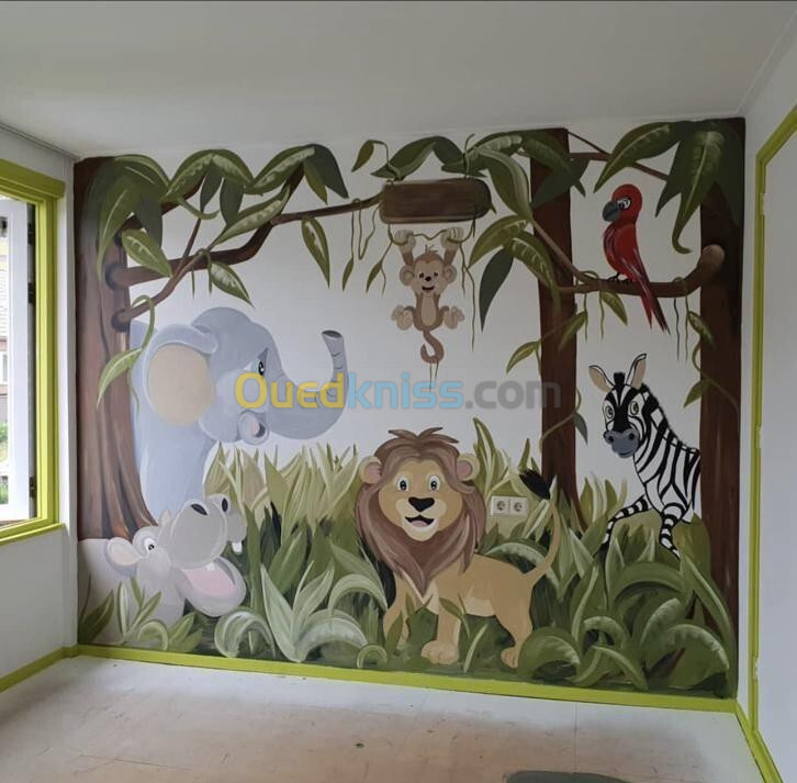 Dessinatrice mural chambre d'enfants 