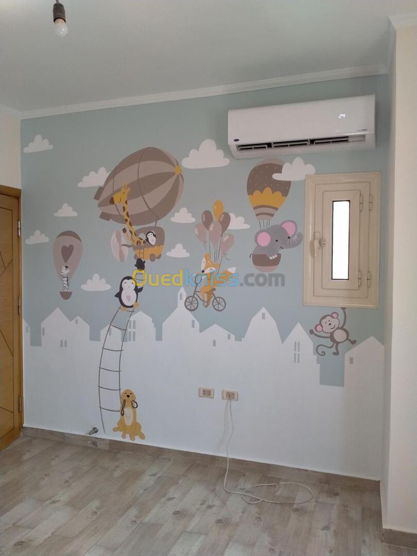 Dessin mural pour crèche et chambre d'enfants 