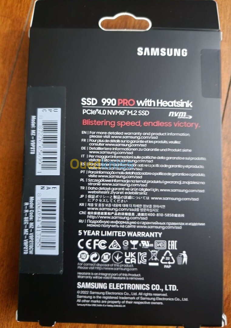 Samsung SSD 990 PRO 2TB PCIE 4.0X4 NVME avec Heatsink -- promotion