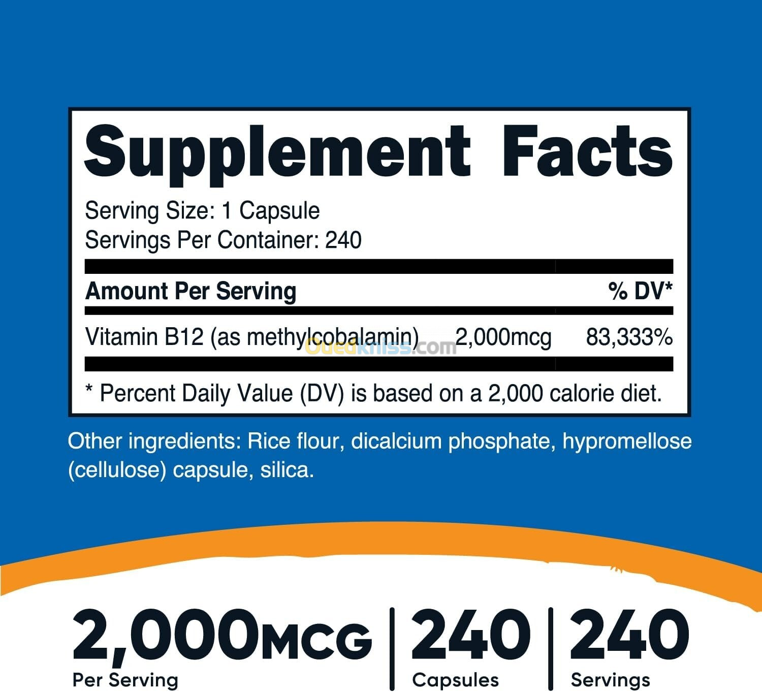 Vitamine B12 Méthylcobalamine - 2000mcg - 240 Capsules