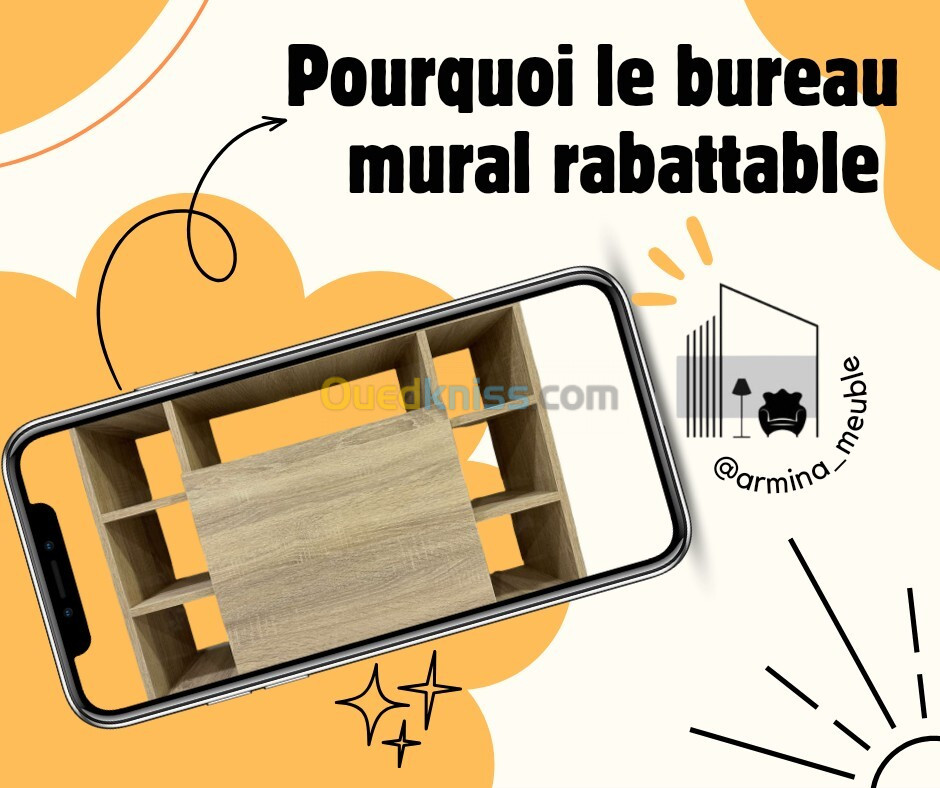 Bureau mural rabattable 