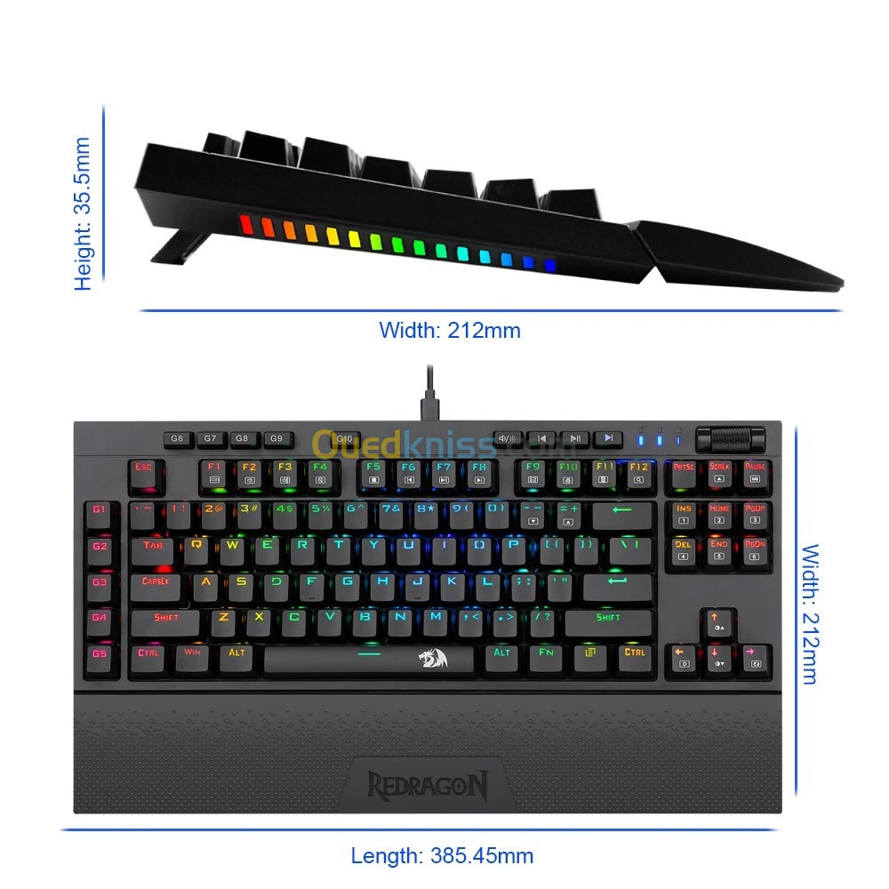 CLAVIER GAMING REDRAGON K596 VISHNU MECANIQUE RGB