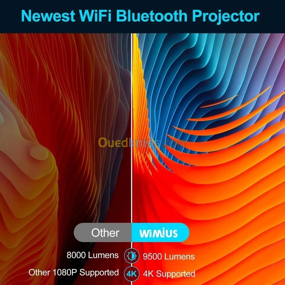 Vidéoprojecteur Wifi Bluetooth,Projecteur LED K8, WiFi, 10000