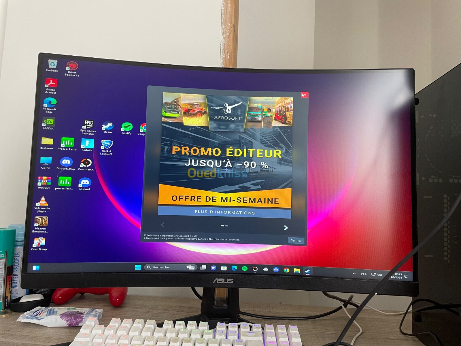 ÉCRAN ASUS TUF GAMING 165hz IPS 27 pouces incurvé 