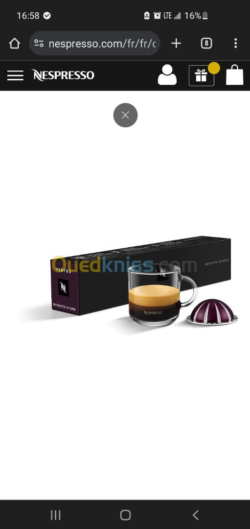 Capsules café Nespresso vertuo