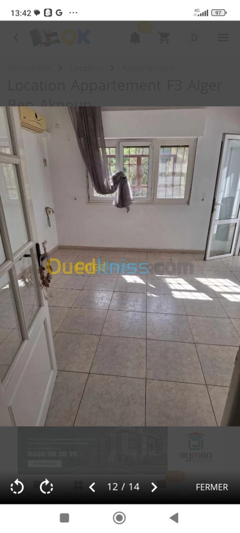 Location Appartement F3 Alger Ben aknoun