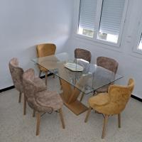 طاولات-الطعام-ensemble-salle-a-manger-table-en-verre-trempe-6-chaises-باب-الزوار-الجزائر