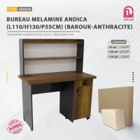 Bureau Melamine ANDICA ( L110 / H130 / P55cm ) ( Barouk - Anthracite )
