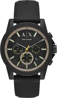 Armani Exchange Chronographe  pour Homme, Montre en Nylon Ton Noir, AX1343 