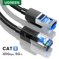 UGREEN Cable Ethernet CAT8 (1 Mètre) 40Gbps en Coton Tressé PVC, Lan rette pour PC Modem Ordinateur