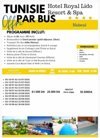 Voyage Organise Hammamet / sousse /nabeul ete 2025