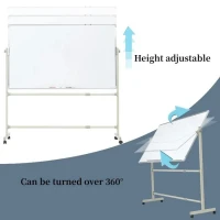 Support tableau blanc ajustable a roulettes 
