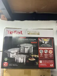 Tefal Nordica Batterie de cuisine 6 pièces  18/20/24 cm en acier inoxydable + Couvercles verre