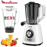 Blender Moulinex  800W Blendforce 2 en 1 + Bol Centrifugeuse-LM43Q110-Blanc