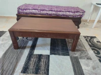 3canapé coffre et table basse bois rouge