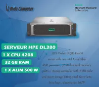 Serveur Rackable 2U HP ProLiant DL 380 G10 Intel Xeon 4208 (2.1GHz/8-cores) / Ram 32GB / Alim 500W 