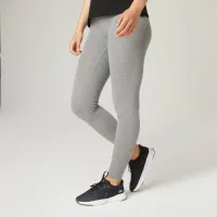 DOMYOS Legging Fitness Long Coton Extensible Femme - Fit+ Gris