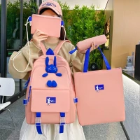 Ensemble de sacs décole Kawaii pour adolescents 4 pièces  Lapin X Rose محفظة 4 قطع كاواي وردي