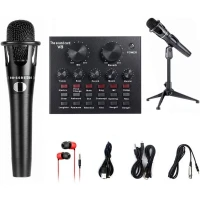 V8 Externe Live Carte Son avec Microphone Set  بطاقة صوت مع ميكروفون للتسجيلات الصوتية