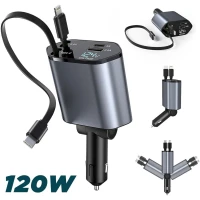 Chargeur de Voiture Rétractable 4en1 120W  شاحن سريع