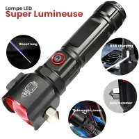 Lampe Torche Multifonctionnel LED Puissante Rechargeable par USB  طورش عالي السطوع
