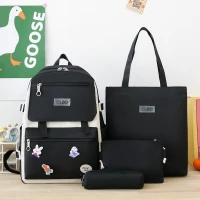 Ensemble de sacs décole Kawaii pour adolescents  4Pcs CLBD V1 Noir