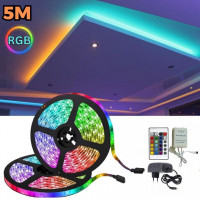 accessoires-electronique-5m-bandes-led-a-couleur-avec-telecommande-12v-pour-eclairage-interieur-et-exterieur-blida-algerie