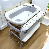 Baignoire portable 5 en 1 pour bébé avec matelas à langer-Popypapa